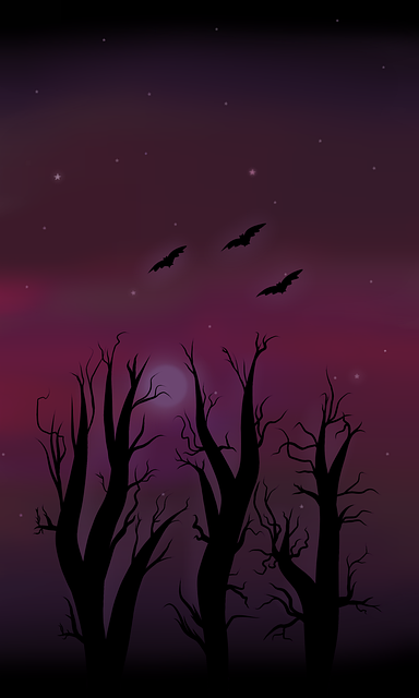 Nacht, Bäume, Fledermäuse, Hintergrund