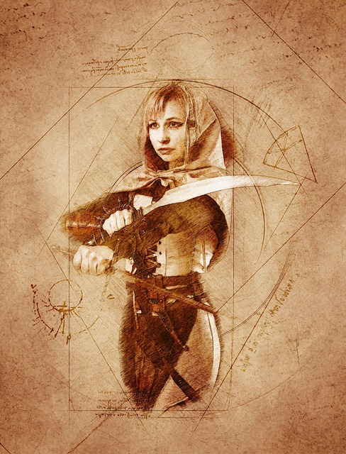 Free warrior woman dagger illustration