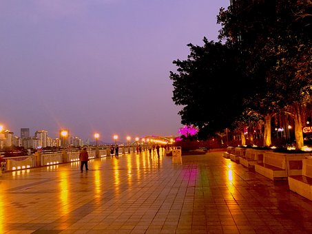 City, Nacht, Straße, Licht, Tourist
