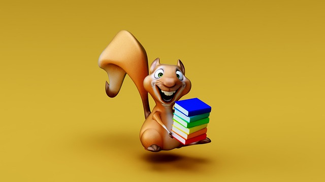 Free squirrel book 3d illustration
