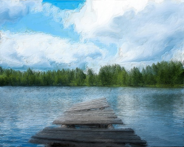 Sommer, See, Dock, Malen, Steg, Natur
