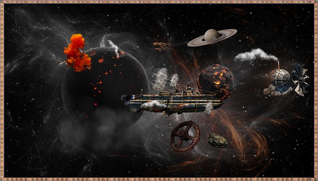 Plads, Luftskib, Planet, Steampunk