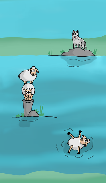 Zeichnung, Die Schafe, Wolf, Tierwelt