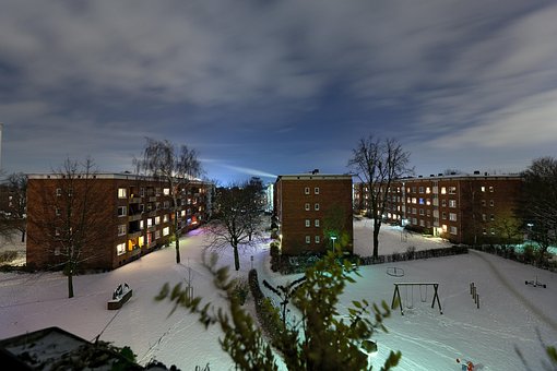 Hamburg, Nachtaufnahme, Schnee