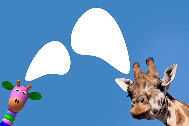 Giraffen, Spielzeug, Sprechblasen, Tier