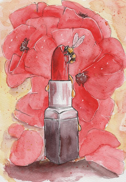 Free lipstick bee painting illustration