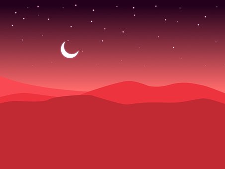 Wüste, Dünen, Mond, Nacht, Sand