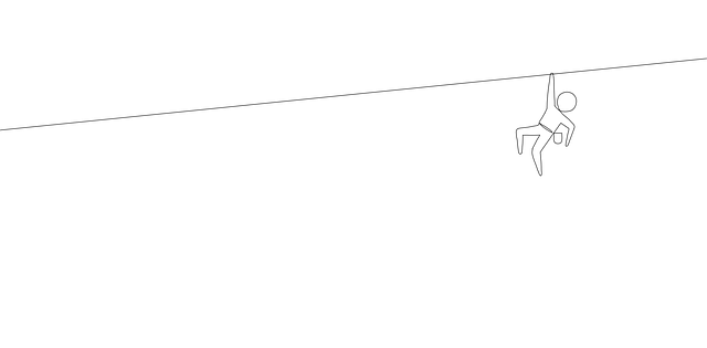 Free rock climbing drawing one line illustration