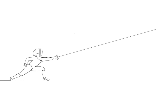 Free fencing fencer black and white illustration