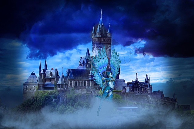 Free background mountains castle illustration