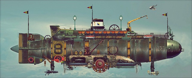 Free airship steampunk fantasy illustration