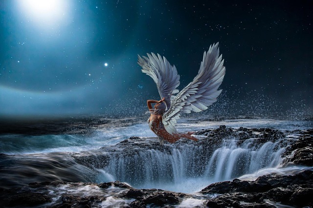 Free background ocean waterfall illustration