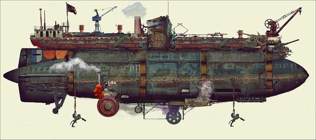 Dirigible, Steampunk, Fantasía