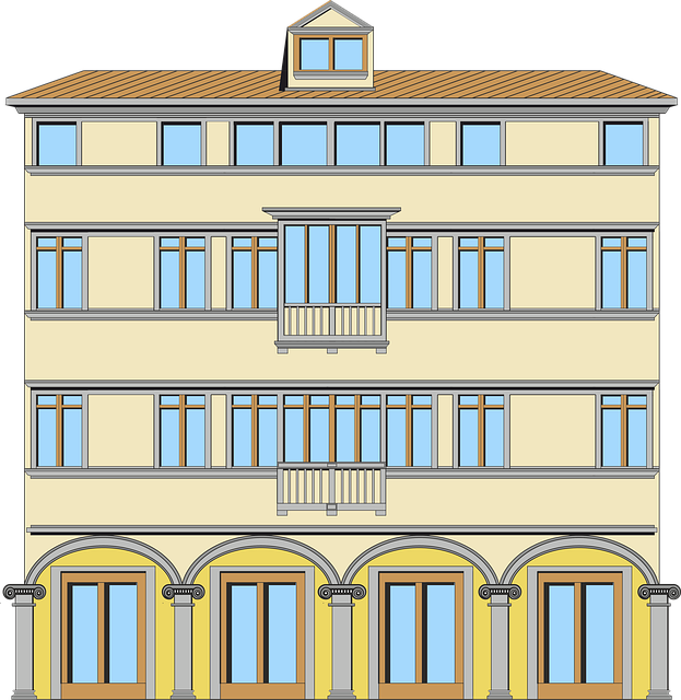 Free building facade construction illustration