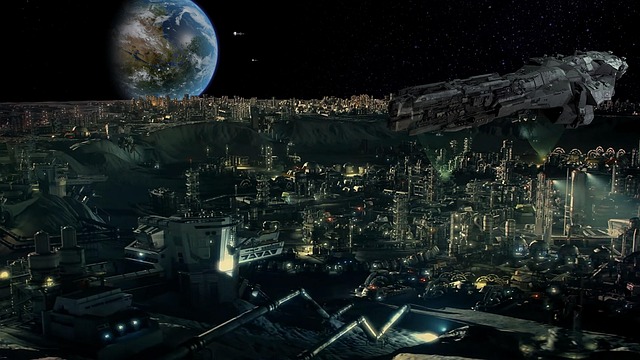 Free moon base city sci-fi illustration