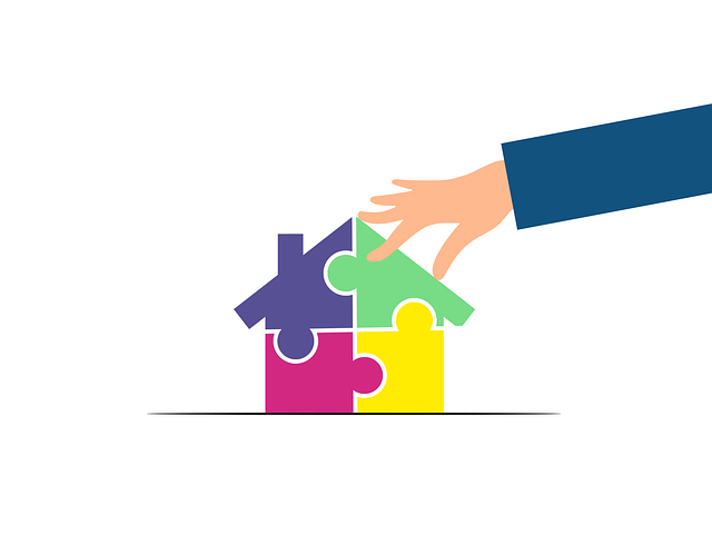 Immobilien, Haus, Logo, Puzzle, Design