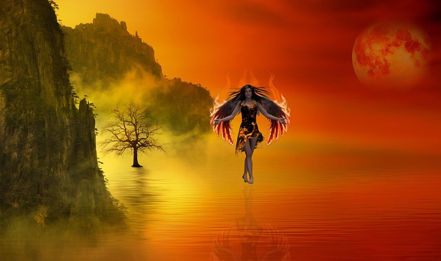 Free background mountain moon illustration