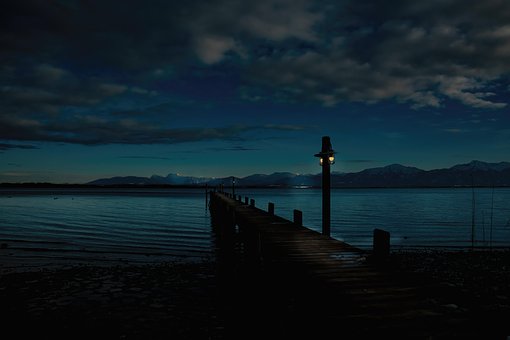 Himmel, Blau, Licht, Steg, Blaue Stunde