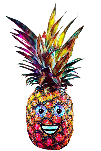 Free pineapple tropical cartoon illustration