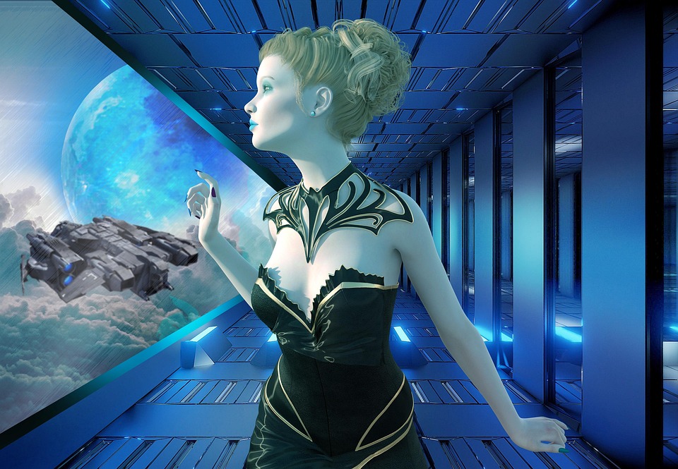 Download Woman, Scifi, Science Fiction. RoyaltyFree Stock Illustration