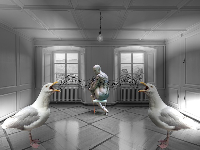 Free seagulls nature music illustration