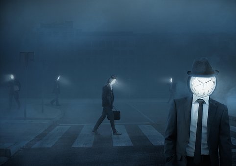 Klokke, Tid, Tåke, Natt, Blå, Mann