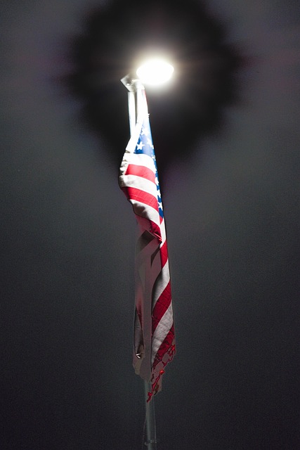 Amerika, Usa, Flagge, Nacht, Licht
