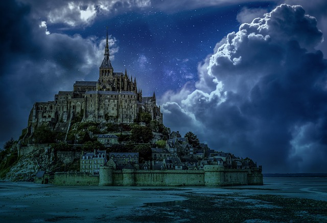 Free mont st michel island abbey illustration