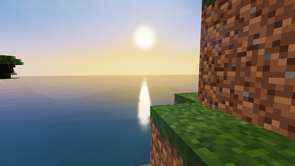 Zon, Water, Zee, Reflectie, Minecraft