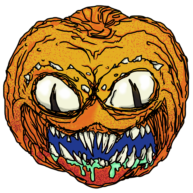 Free monster jack-o'-lantern pumpkin illustration