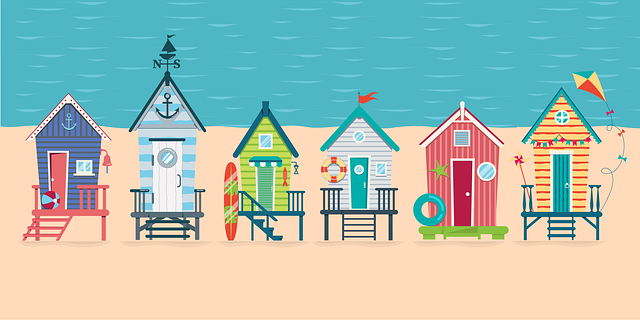 Free beach house beach sea illustration