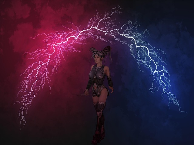 Free warrior woman lightning illustration