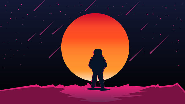 Planet, Rom, Astronaut, Stjerne, Måne