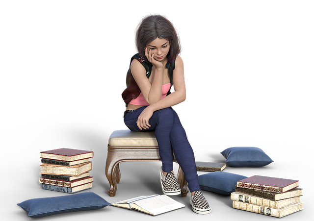 Free girl books teenager illustration