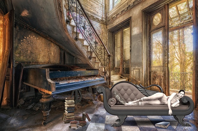 Free bed woman books illustration