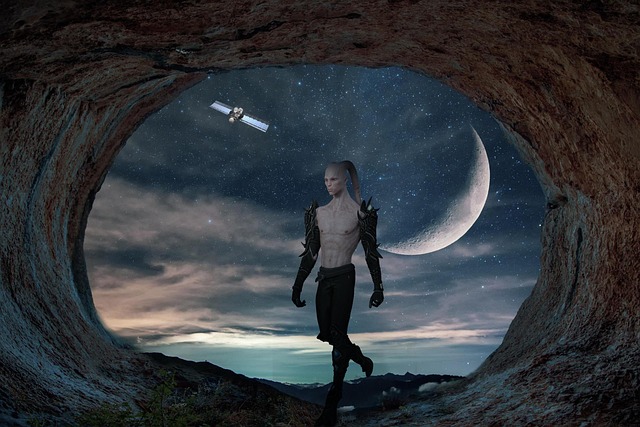 Download free HD stock image of Cave Space Free cave space moon illustration