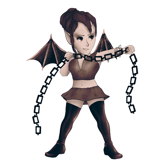 Free girl bat painting illustration