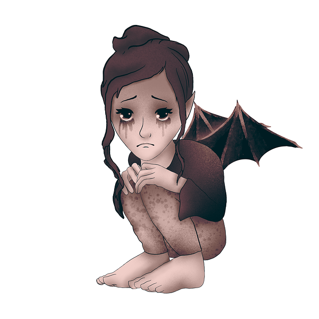 Free bat girl cartoon sadness illustration