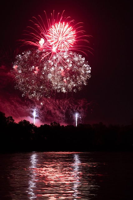 Fogos De Artifício, Natureza, Agua, Lago