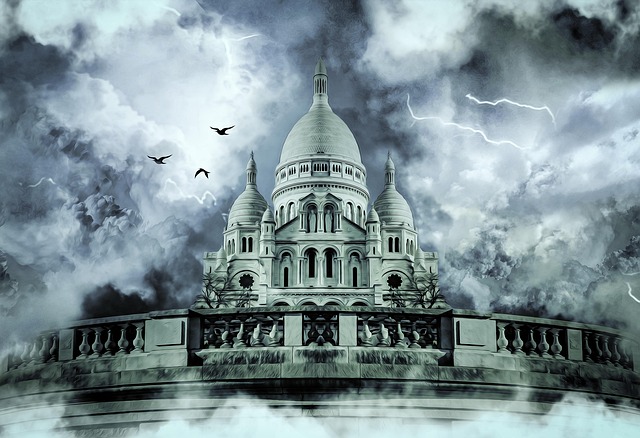 Free montmartre storm sacré-cœur basilica illustration