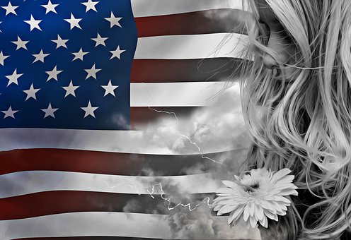 Amerikansk Flag, Kvinde, Portræt
