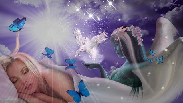 Free dreaming woman magical illustration