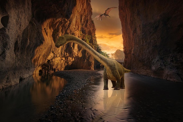 Free dinosaur stream gorge illustration