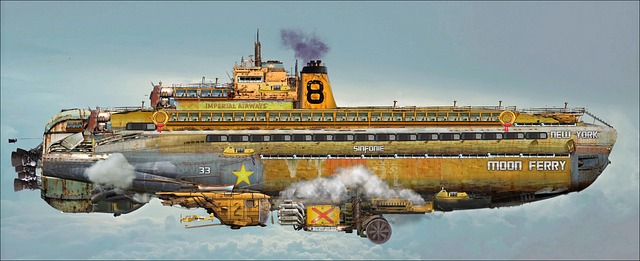 Free airship steampunk fantasy illustration