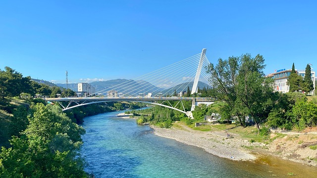 Berge, Brücke, Sommer, Blau, Natur