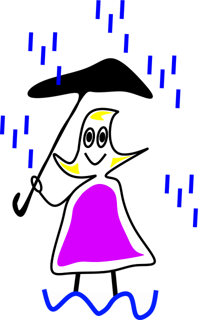Free rain woman cartoon vector