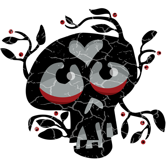 Free heart skull weeds vector