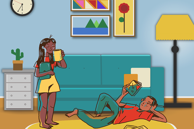 Free house girl guy illustration