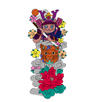 Free Samurai Cat Warrior illustration and picture