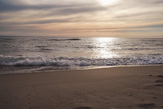Strand, Solnedgang, Nord Sjøen, Hav